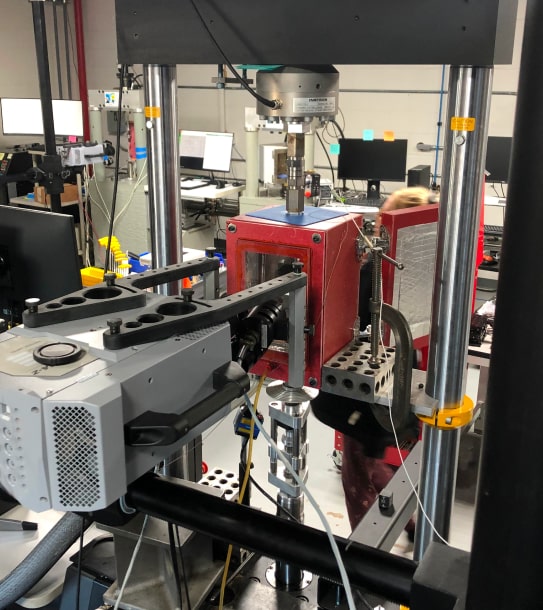 High Strain Rate tensile test setup with Photron camera and environmental chamber
